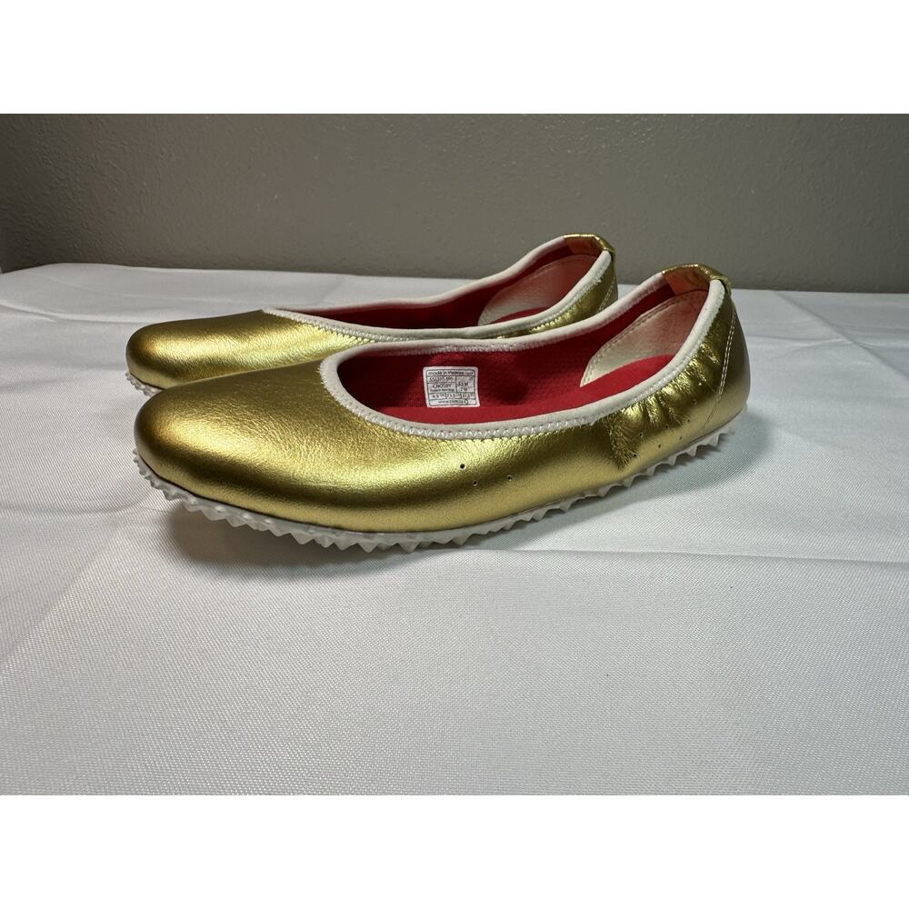 Plae Crosby Metallic Gold Leather Ballet Flats Shoes Packable Lightweight 7 NWOT